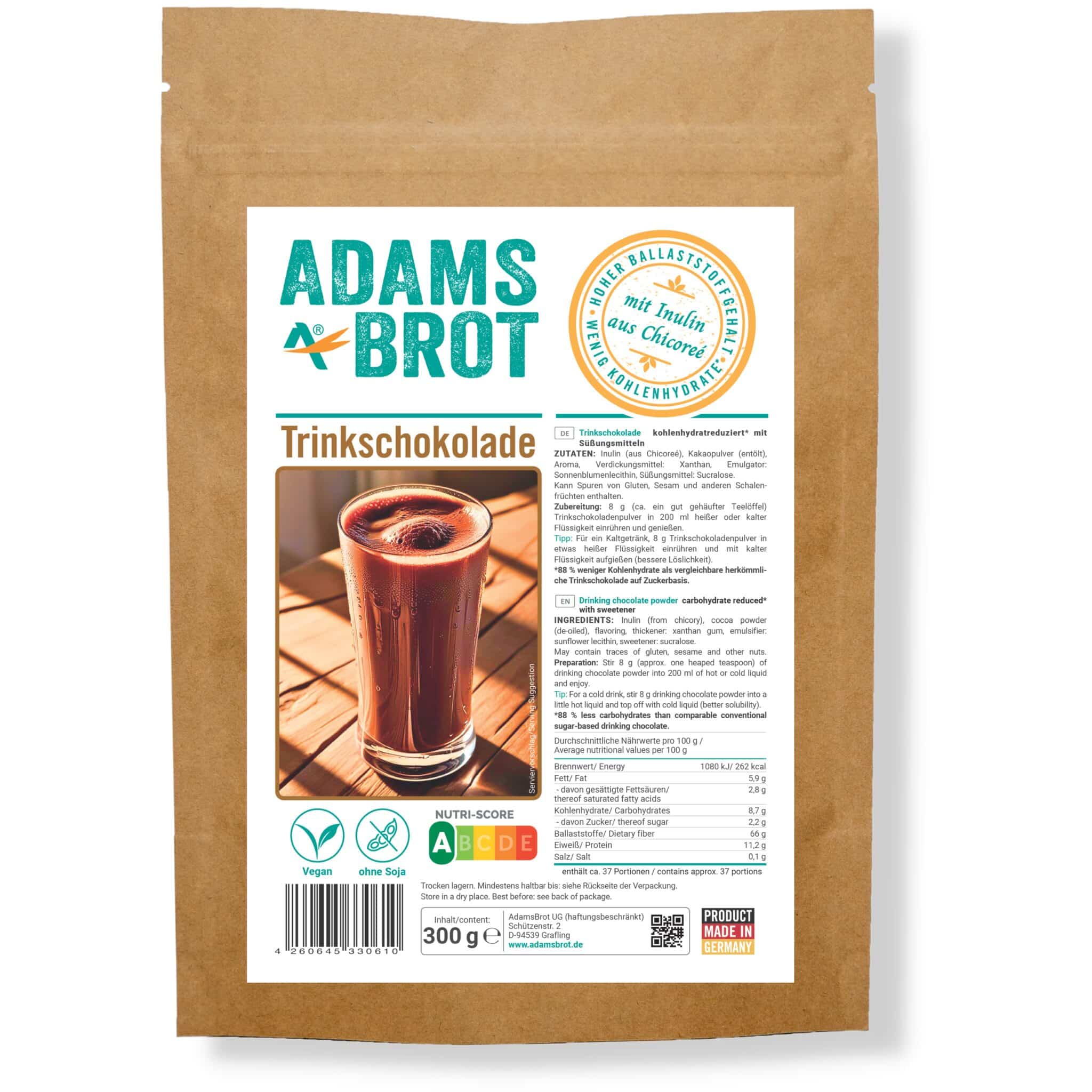 Cioccolato Keto da bere in polvere 300gr | Adams Brot