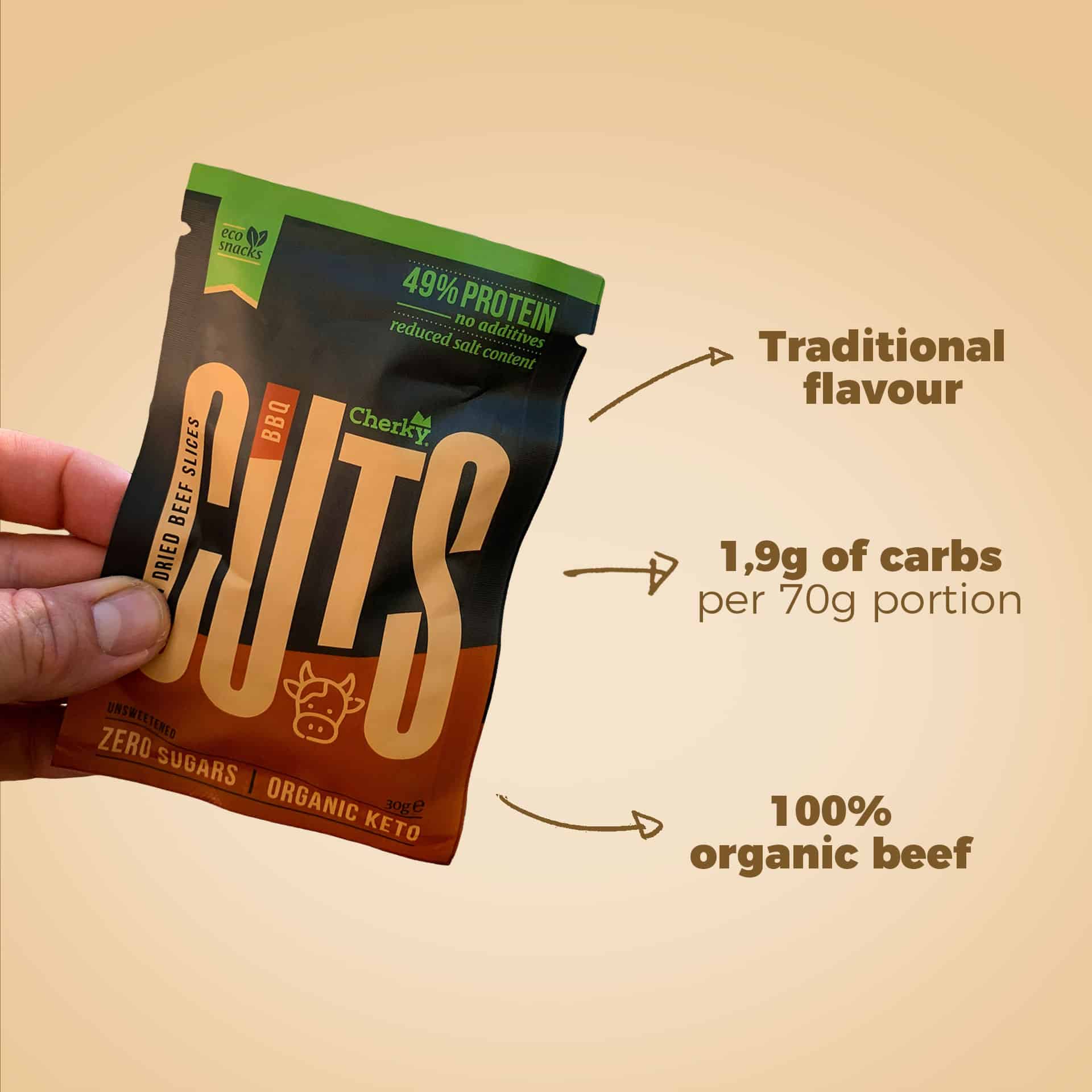 Keto Carne Essiccata BBQ Cherky 30g - immagine 2