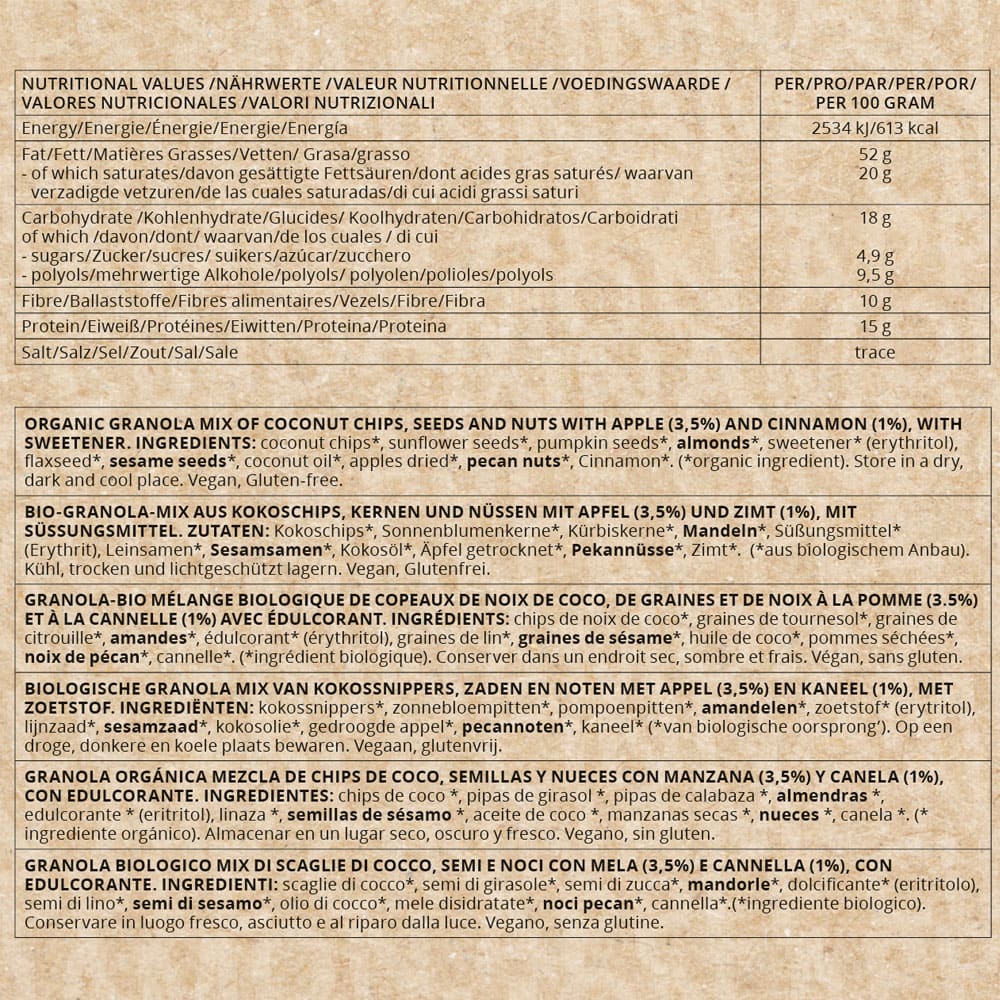 Keto Granola Biologica Mela e Cannella 290g - immagine 2