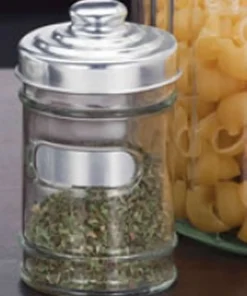 Barattolo in vetro con coperchio in alluminio diam 6,5 x 12H