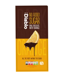 Cioccolato fondente senza zuccheri aggiunti con arancia 75gr Diablo