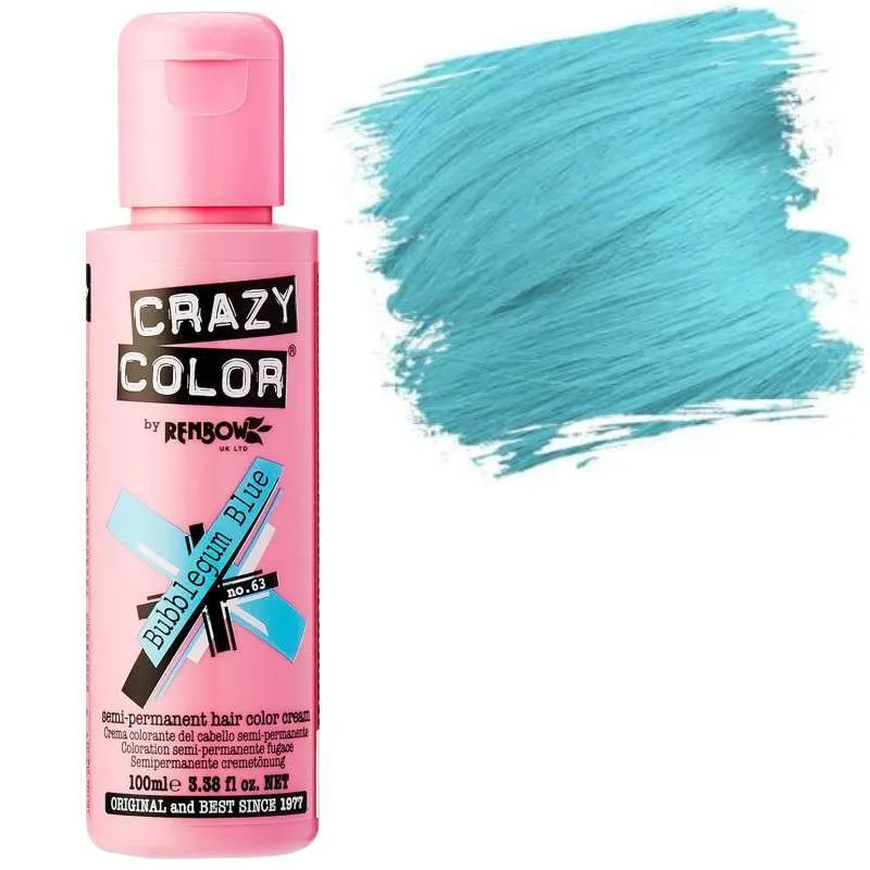 Colorazione per capelli semipermanente Crazy Color 100 ml Bubblegum Blue 63