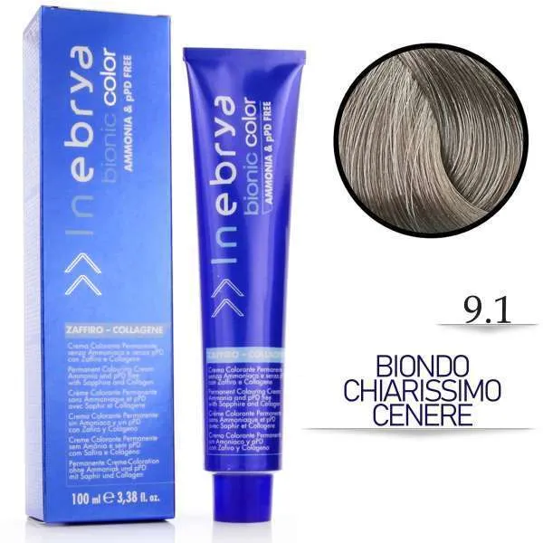 INEBRYA bionic color tinta capelli biondo chiarissimo cenere 9.1