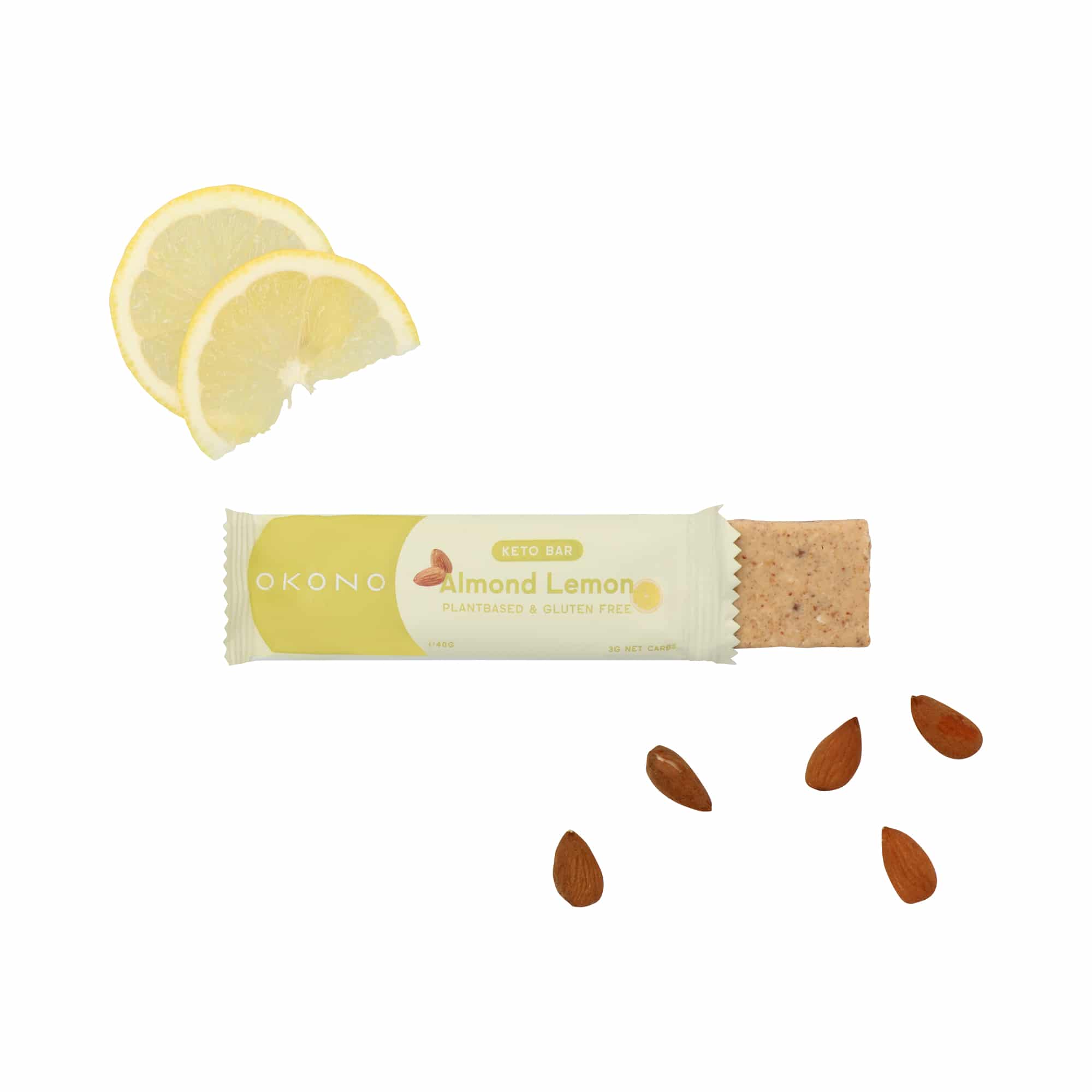 Barretta Keto e Vegana alle Mandorle e Limone 40gr – Okono - immagine 3