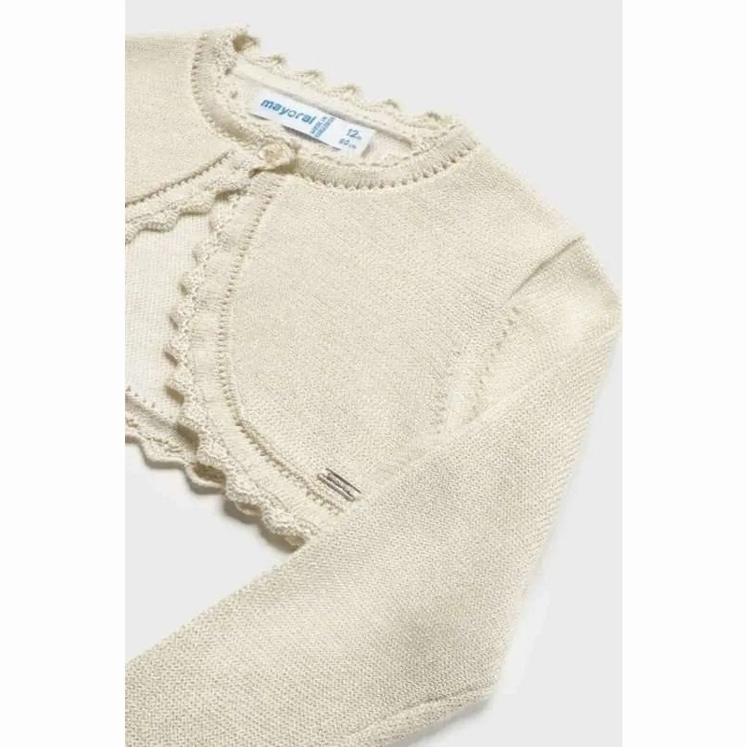 Mayoral Giacchina coprispalle in maglia 3 anni in color champagne e lurex oro art. 306 - immagine 3