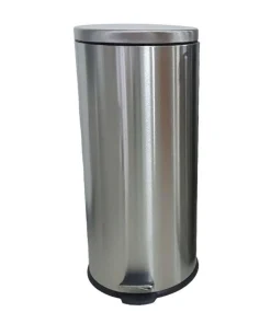 Pattumiera rotonda acciaio satinato con pedale 30 litri