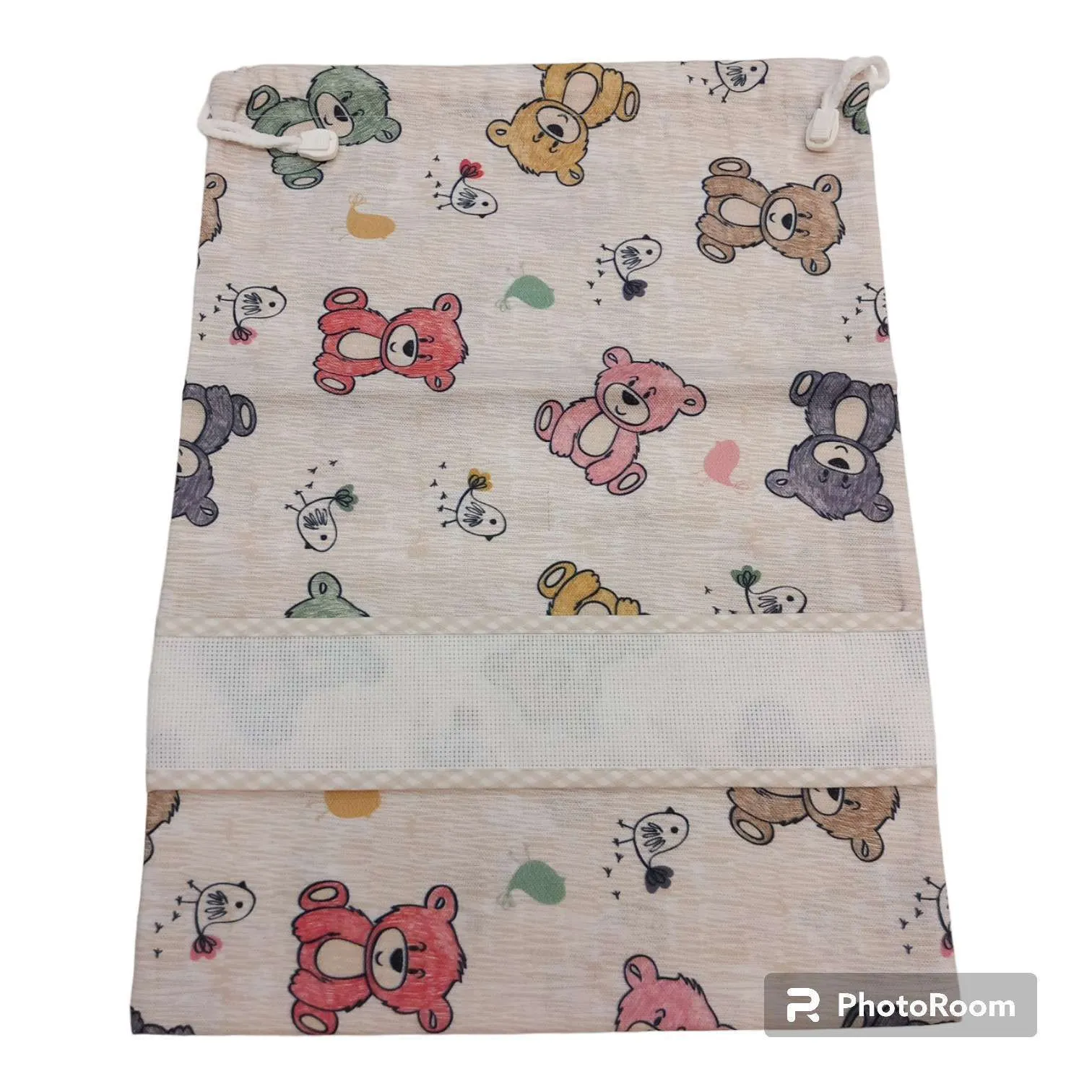 Sacchetta asilo con tela aida fantasia orsetti