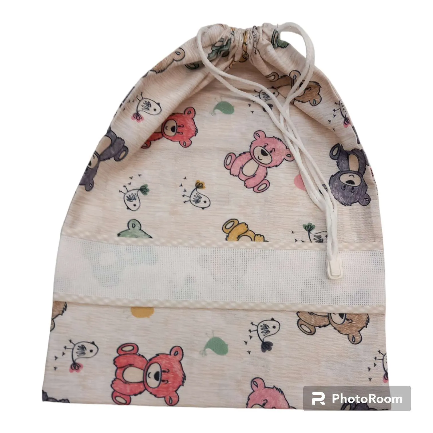 Sacchetta asilo con tela aida fantasia orsetti - immagine 2