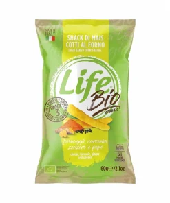 Bastoncini di mais LIFE BIO gusto zenzero, curcuma e pepe – LifeSnack 60gr