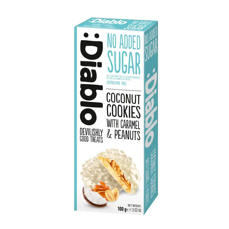 Biscotti senza zucchero al cocco con caramello ed arachidi 100gr