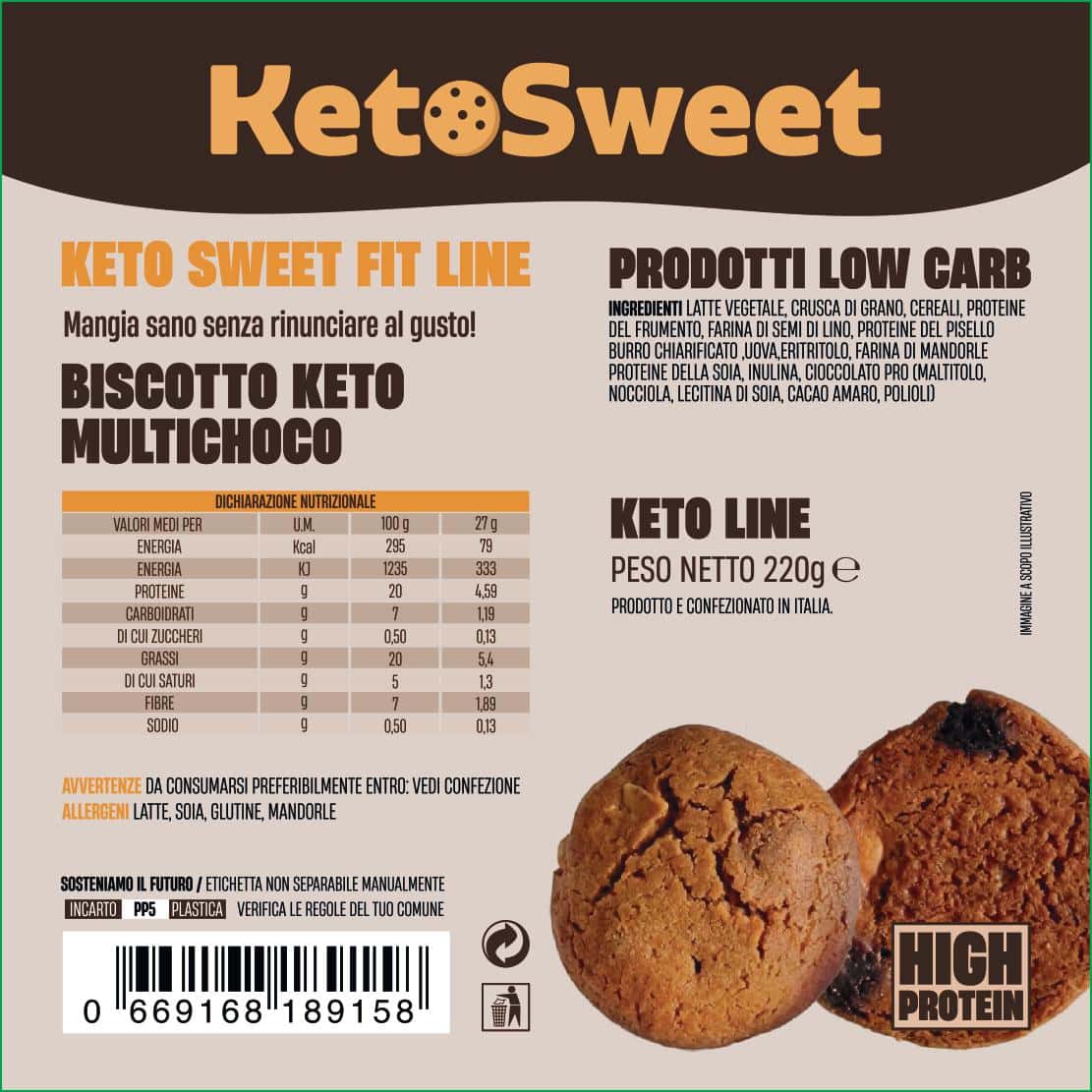 Biscotti Gocce di Cioccolato Ketosweet 220gr – Vecchia Ricetta - immagine 2