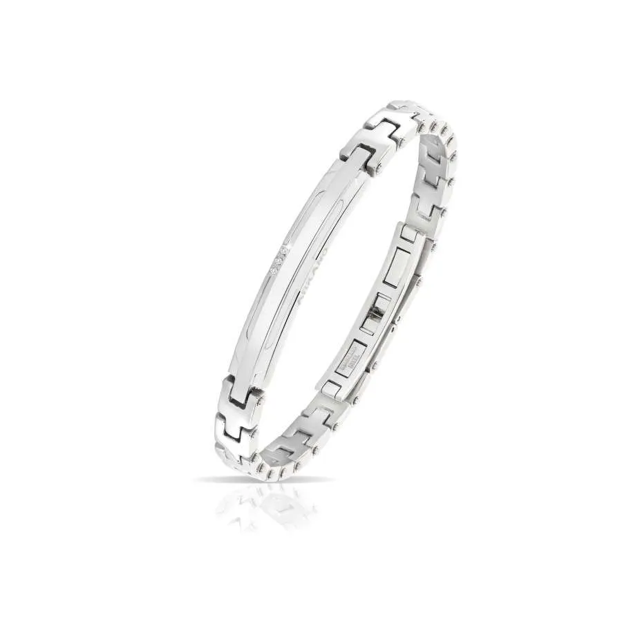 Bracciale in acciaio con zirconi bianchi