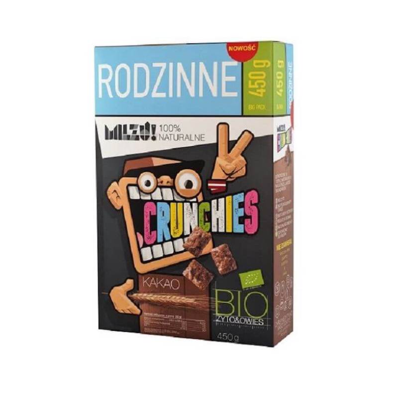 Cereali Crunchies Di Segale-Avena Biologici Con Cacao 450g Milzu