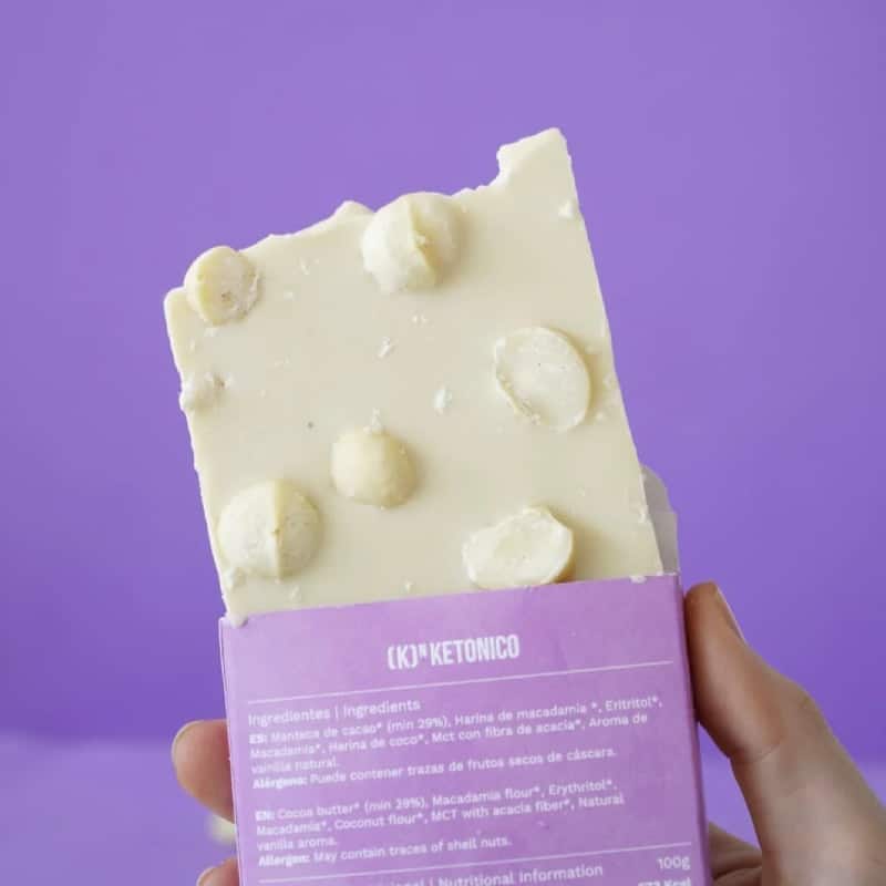 Tavoletta di cioccolato keto al cioccolato bianco e macadamia + Mct 100gr - immagine 2