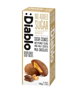 Biscotti senza zucchero al cacao ripieni di crema di arachidi 100gr