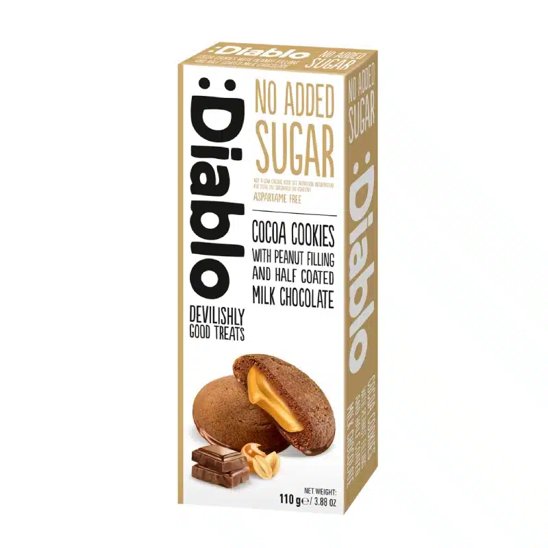 Biscotti senza zucchero al cacao ripieni di crema di arachidi 100gr