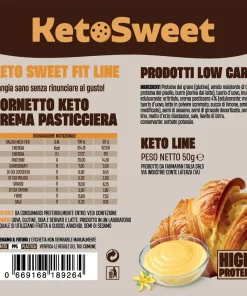 Cornetto Keto ripieno Crema Pasticciera Ketosweet 50gr