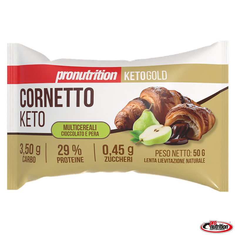 Cornetto Keto Multicereali Pera e Cioccolato 50gr – Pro Nutrition
