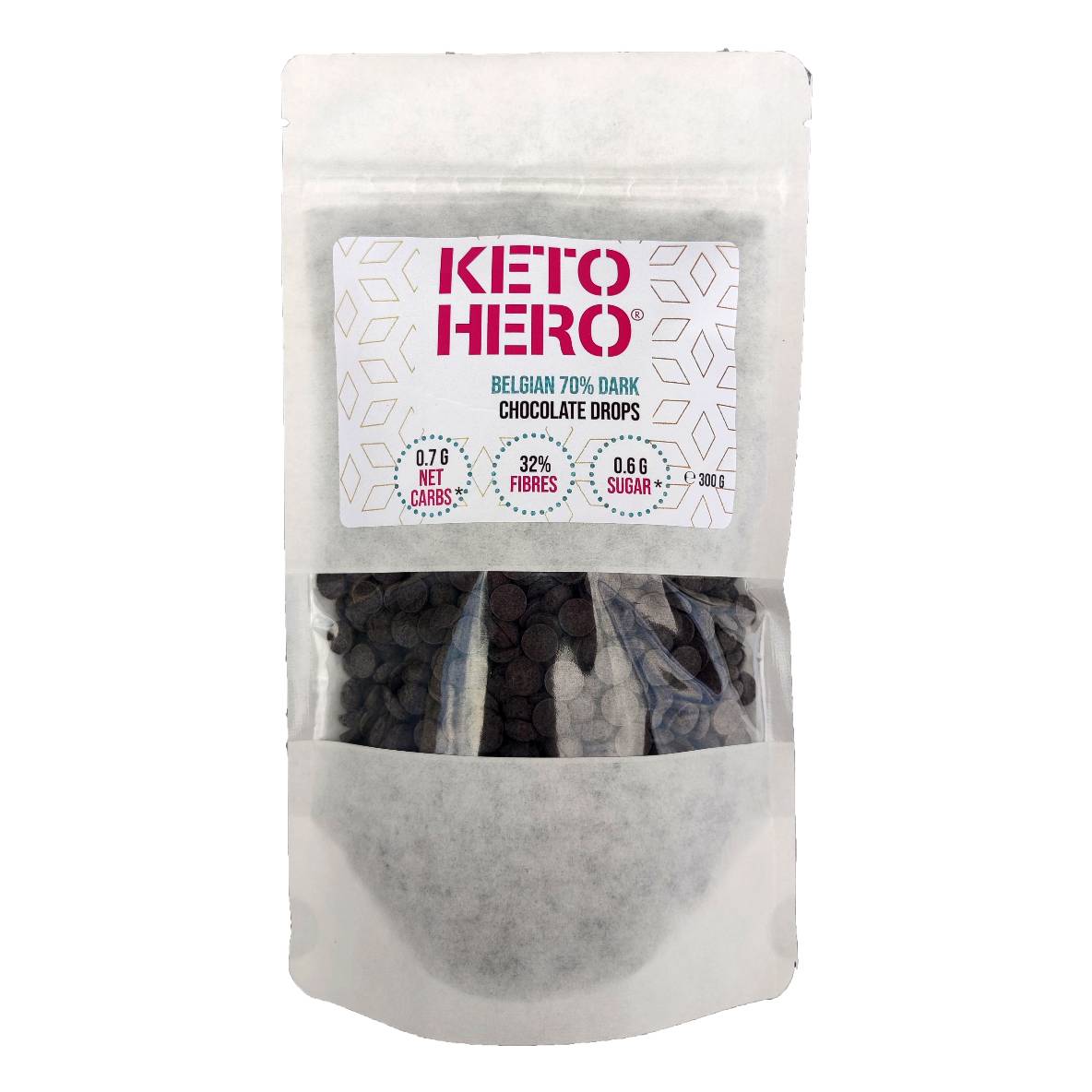 Gocce di Cioccolato Fondente Belga 70% 300 g – Keto Hero