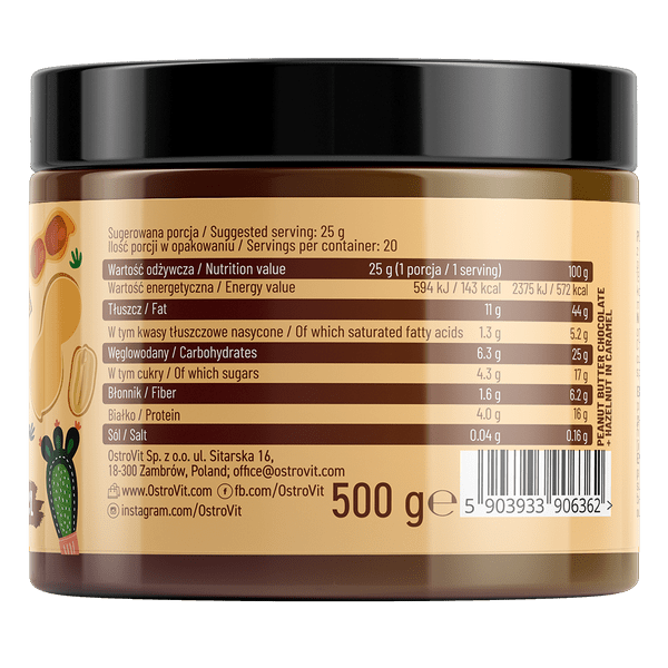 Burro di Arachidi con Cioccolato, Nocciole e Caramello 500gr crunchy - immagine 2