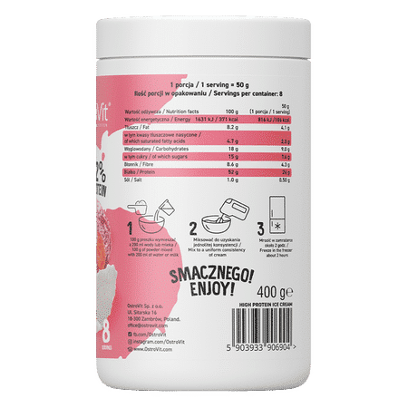 Preparato per Gelato Proteico OstroVit alla Fragola 400 g - immagine 2