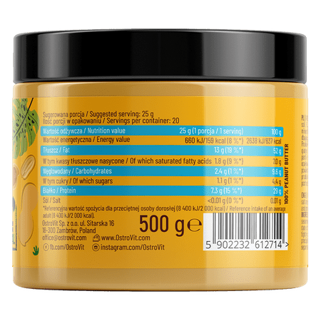 OstroVit Burro di Arachidi 100% smooth 500gr - immagine 2