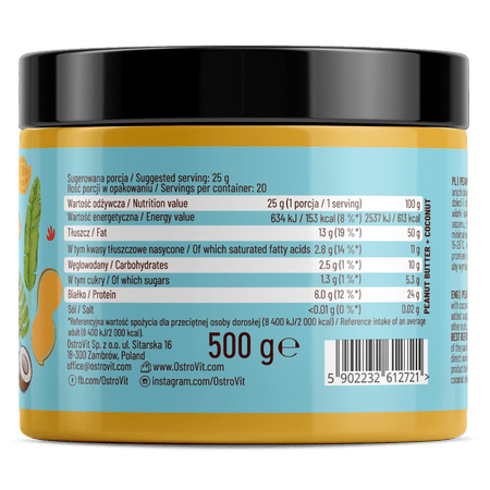 Burro di Arachidi + Cocco 500 g OstroVit - immagine 2