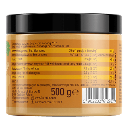 OstroVit Burro di Arachidi e Miele 500gr - immagine 3