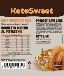 Cornetto senza lattosio ripieno al Pistacchio Ketosweet 50gr