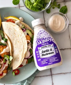 Salsa leggera senza zucchero Virtually Zero© al gusto di aglio e funghi – 425 ml