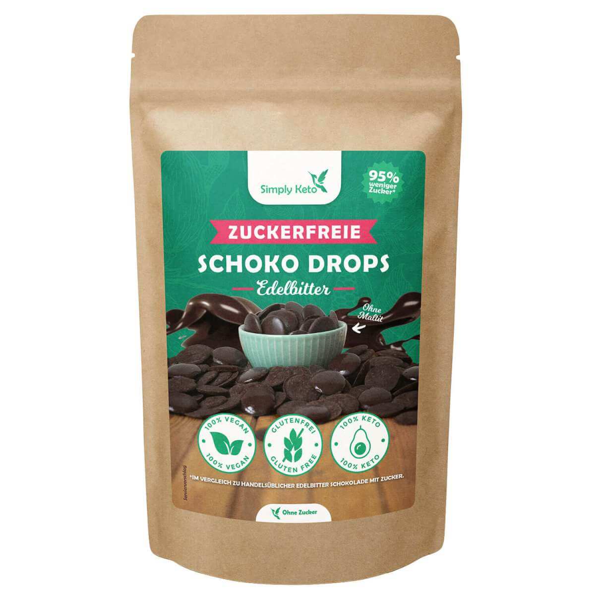 Gocce Di Cioccolato Fondente con Eritritolo 200g - immagine 2