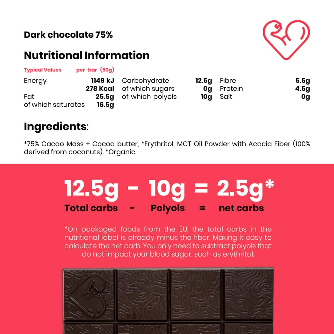 Cioccolato Fondente Al 75% Keto E Vegano- Funky Fat Foods 50gr - immagine 3