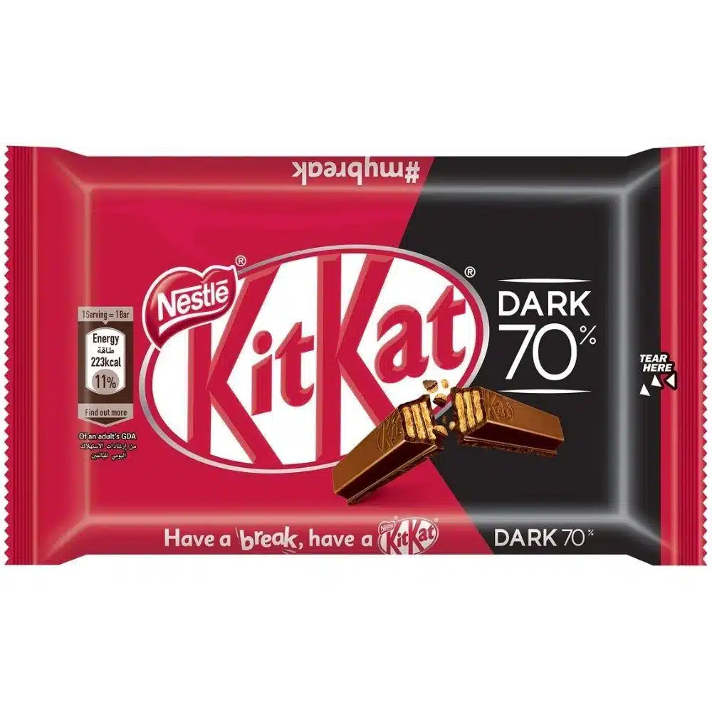 Kit Kat Dark, wafer ricoperto e ripieno di cioccolato fondente da 41.5g
