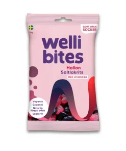 Caramelle senza zucchero Lampone e Liquirizia Salata 70gr – Welli Bites