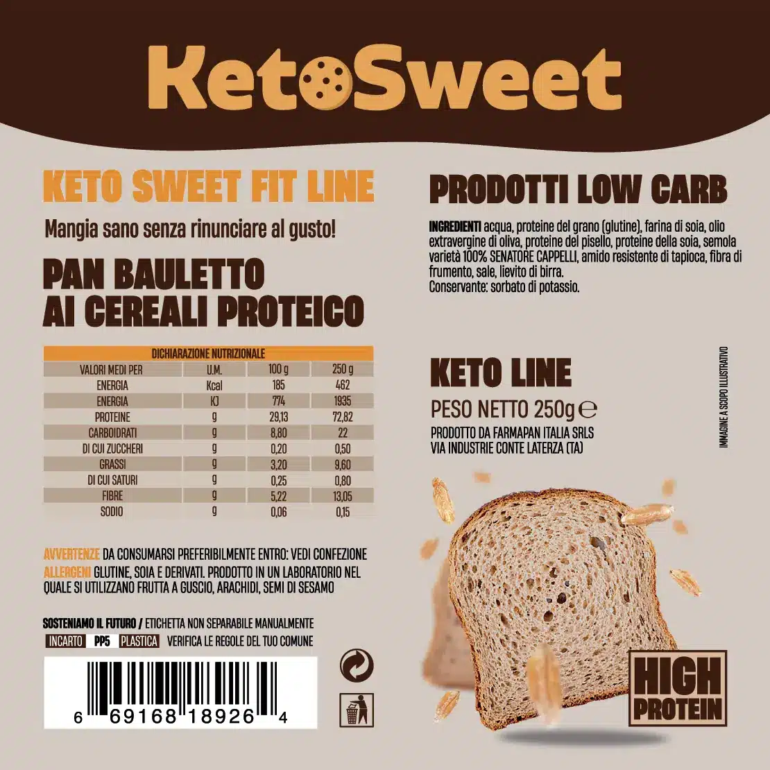 Panbauletto Multicereali Keto e Proteico 250gr – Ketosweet