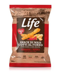 Bastoncini di mais Gusto Formaggio e Paprika – LifeSnack 90gr