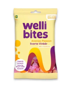 Caramelle senza zucchero Ananas, Passion Fruit e Ribes 70gr – Welli Bites