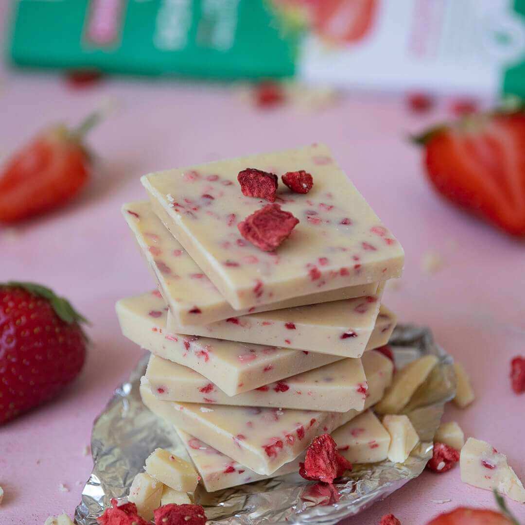 Cioccolato Keto bianco con fragole | 30% di cacao 125gr - immagine 2