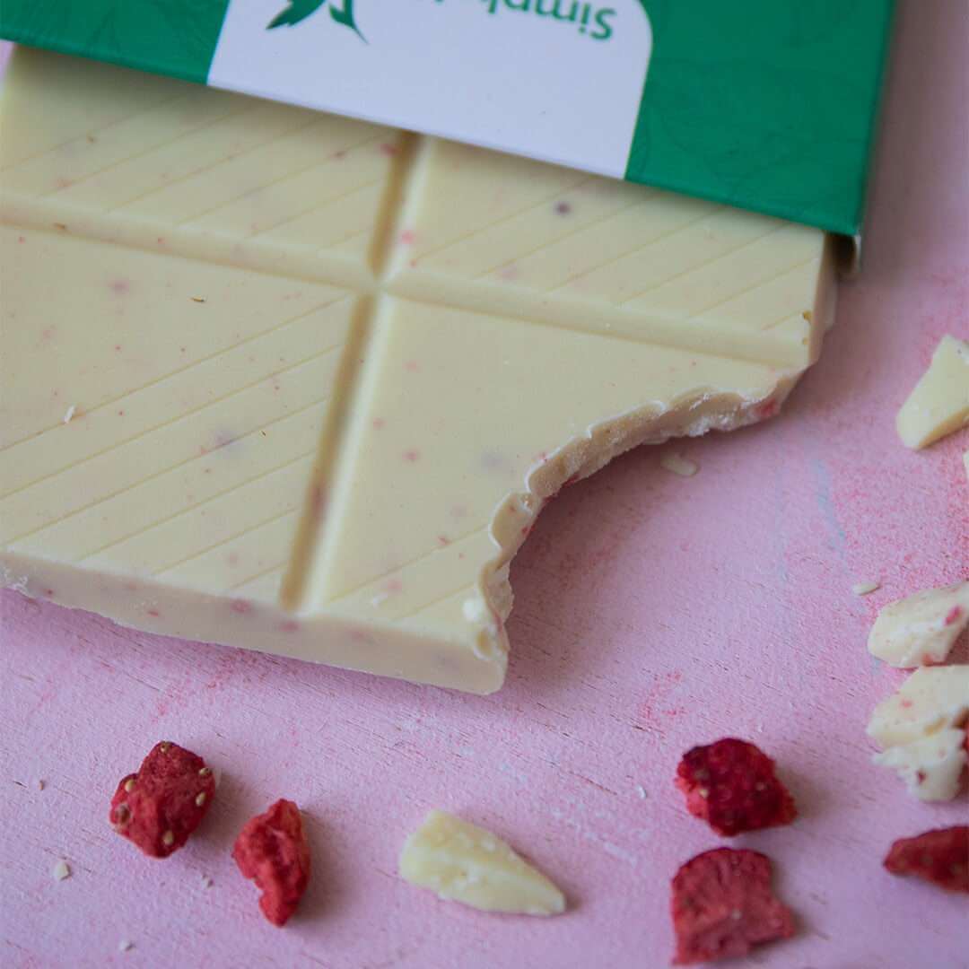 Cioccolato Keto bianco con fragole | 30% di cacao 125gr - immagine 3