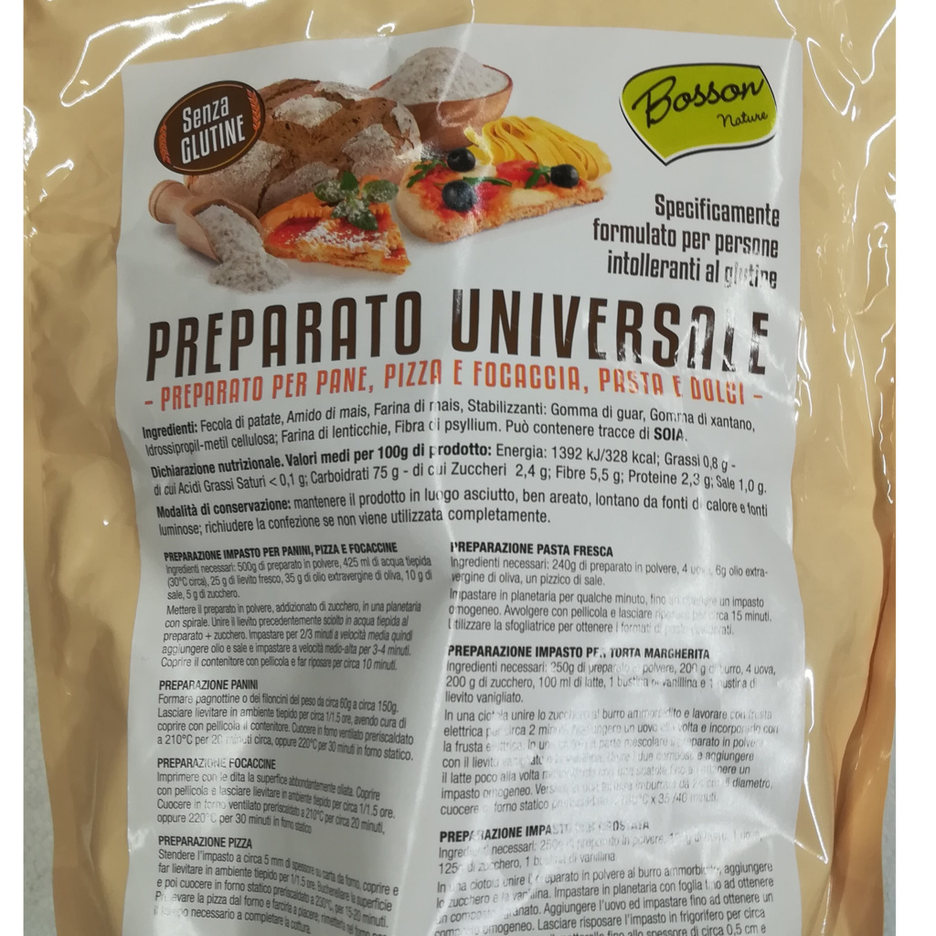 Preparato Universale per Pane Pizza Pasta e Dolci senza Glutine 1kg