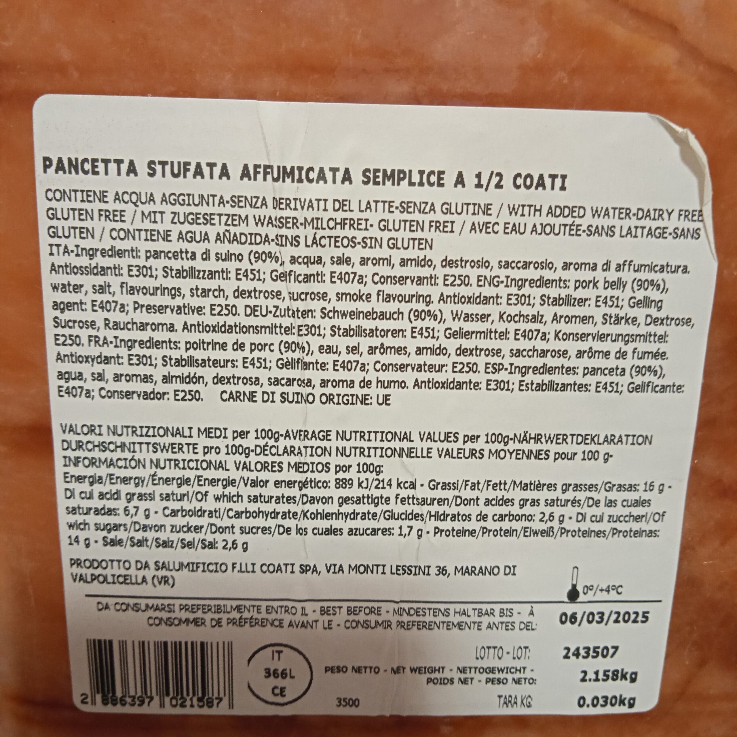 Pancetta Stufata Affumicata COATI 2.30kg c.a. - immagine 3