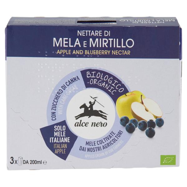 Nettare di Mela e Mirtillo Bio ALCE NERO 3 x 200ml
