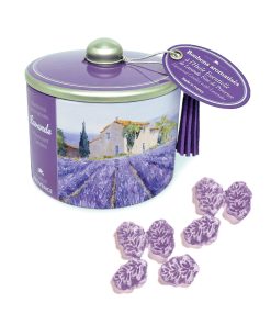 Esprit® Provence | Lattina Regalo Caramelle Lavanda | Bon Bon Aromatizzate all’Olio Essenziale di Lavanda Provenza | Caramelle alla Lavanda – 85 Gr