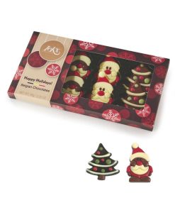 Ickx Chocolates | Confezione Alberi + Babbo Soggetti Natalizi in Cioccolato | Albero di Natale + Babbo Natale Cioccolatini Astuccio Regalo – 95 Gr