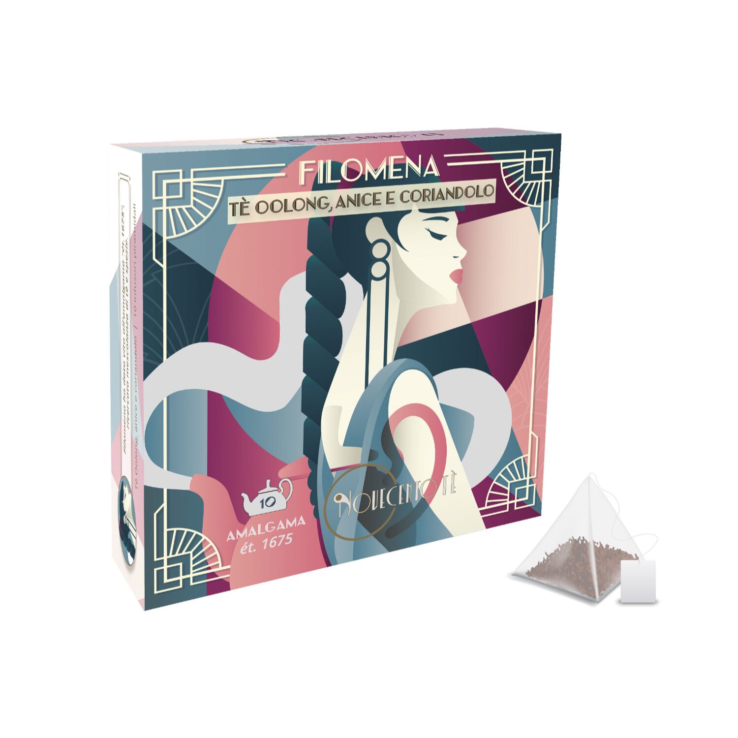 Novecento Tè Filomena | Tè Oolong Anice & Coriandolo – 10 Piramidi di Tè (20 Gr) | Oolong Tea Cinese e Spezie | Tè Oolong Filtri in Sacchetto