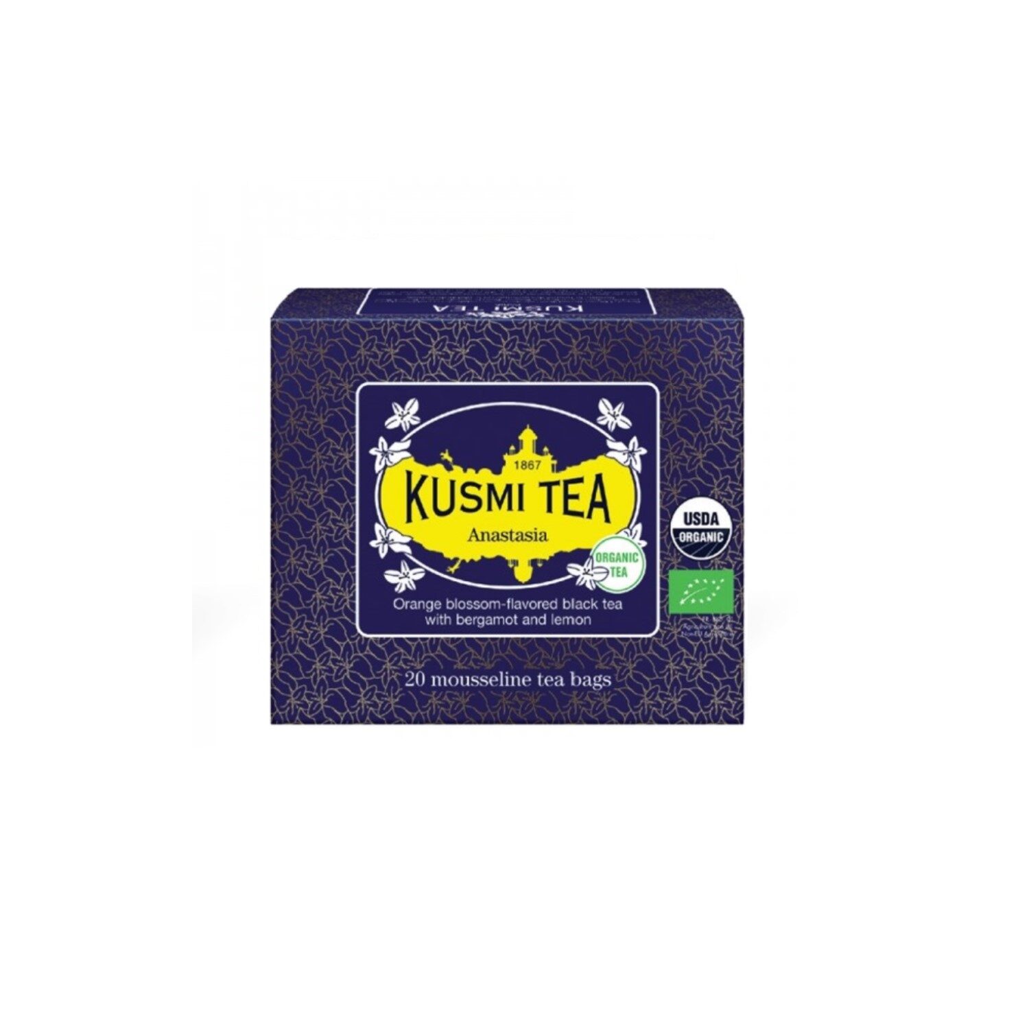 Kusmi Tea | Anastasia Tè Nero BIO Aroma Bergamotto, Limone e Lime – 20 Bustine di Tè (40 Gr) | Tè Nero Aromatizzato in Bustine