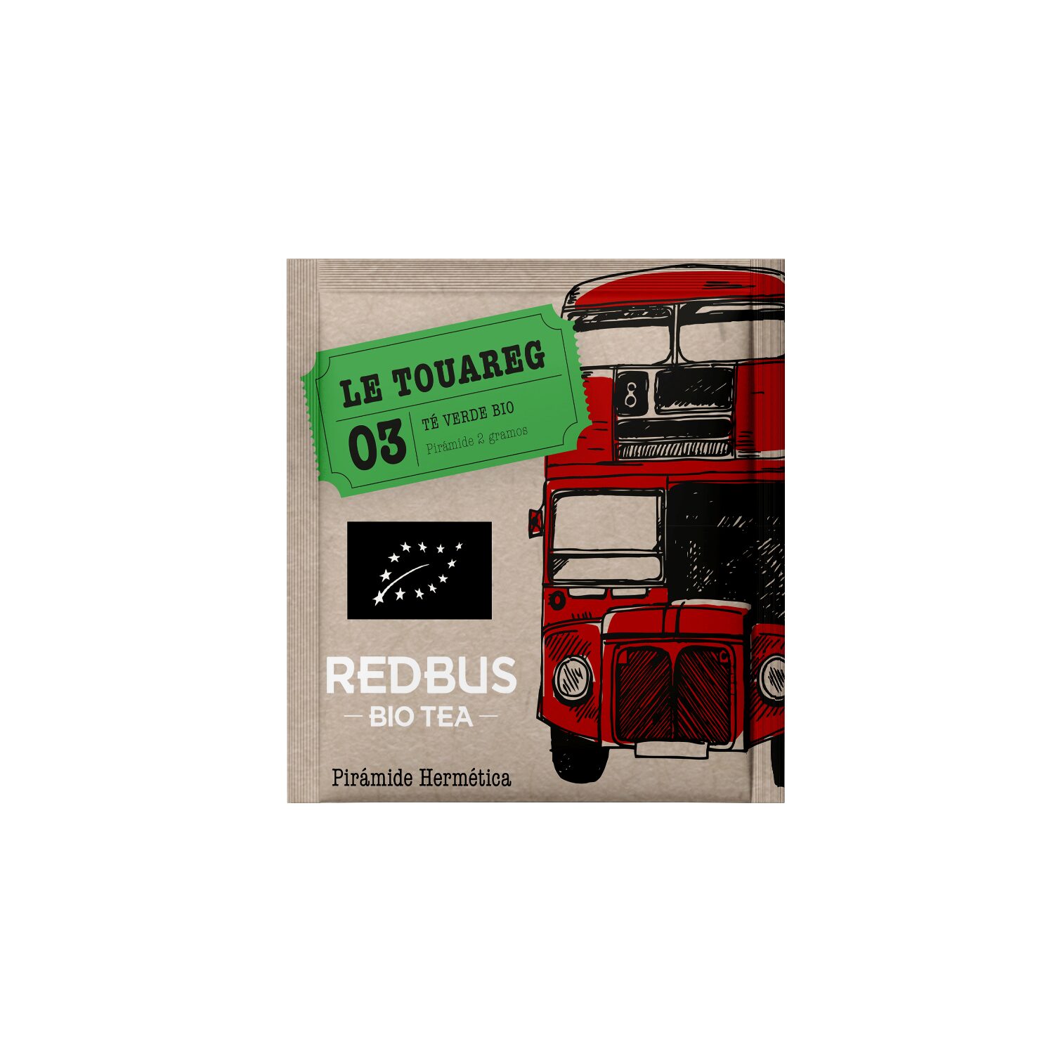 Redbus® | Tè Verde & Menta Fresca | Tè Verde Rinfrescante Menta | Toua-reg Tè Verde BIO Menta Filtri Confezionati Singolarmente – 15 Piramidi (30 Gr) - immagine 4