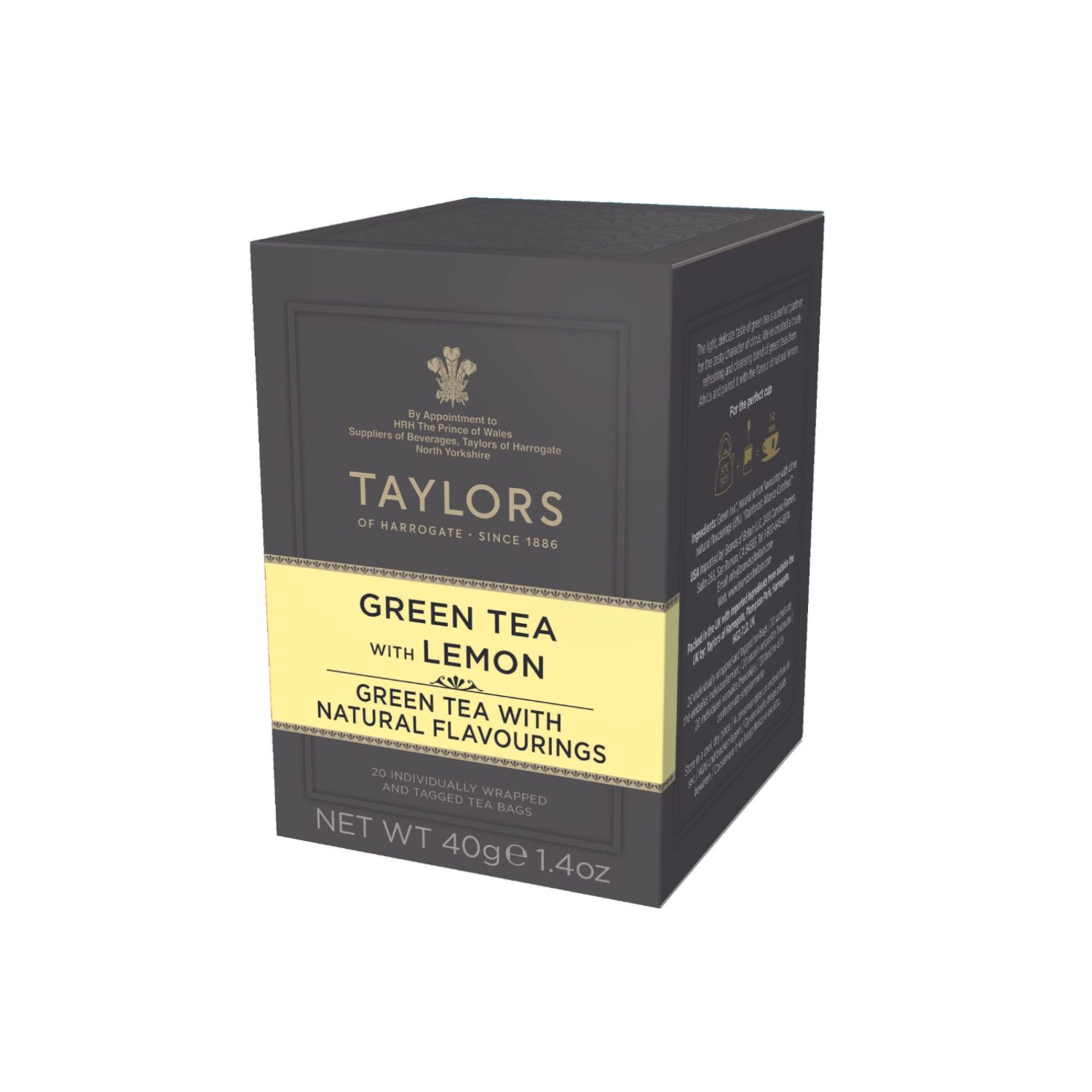 Taylors® | Tè Verde al Limone | Tè Verde Aroma Naturale Limone – 20 Bustine di Tè (40Gr) | Astuccio Tè Verde Aromatizzato