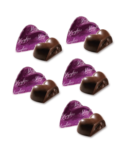 Streglio | Cioccolatini Fondenti con Ripieno Caramello e Lampone – 1 Kg (Circa 100 Cioccolatini) | Pralina Fondente Cuore Caramello Lampone