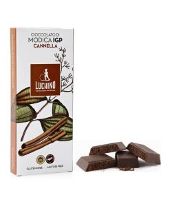 Luchino® | Cioccolato Modica Cannella | Cacao Grezzo Lavorato Modica IGP | Tavoletta Cioccolato Senza Lattosio | Cioccolato Cannella – 100 Gr